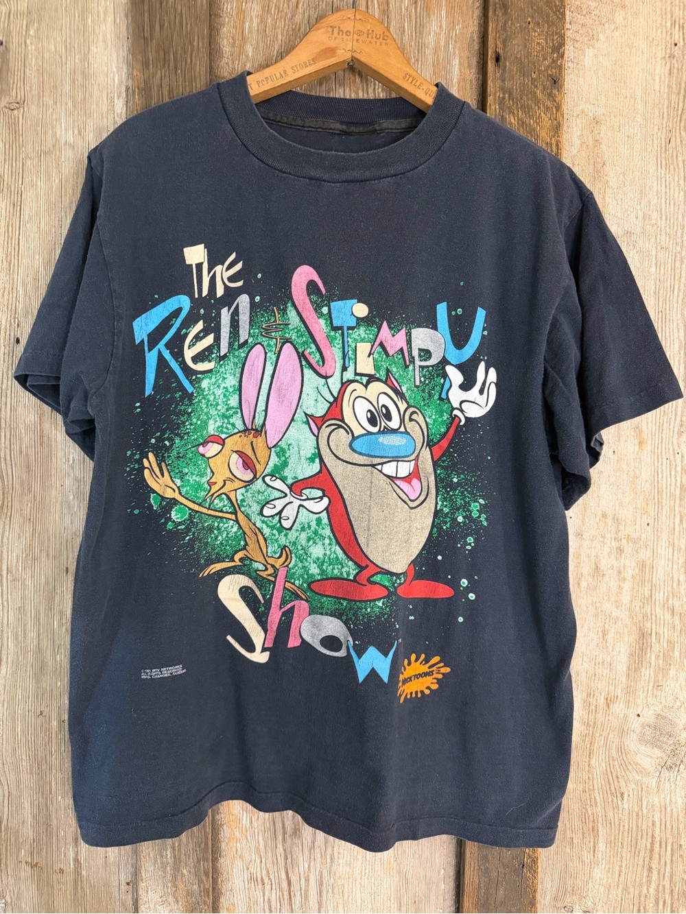 VTG 1991 Ren and Stimpy Show Nickelodeon MTV Single Stitch Graphic T-Shirt: LG